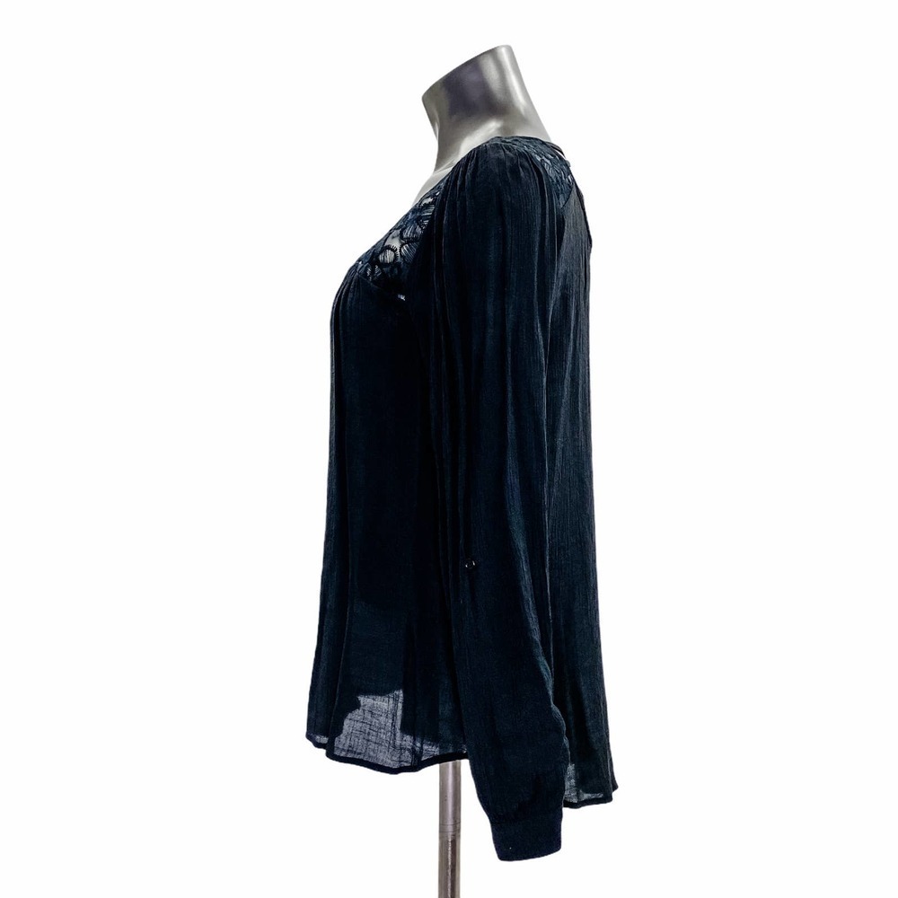 MINE Black Lace Strappy Long Sleeve Blouse - Picture 2 of 9